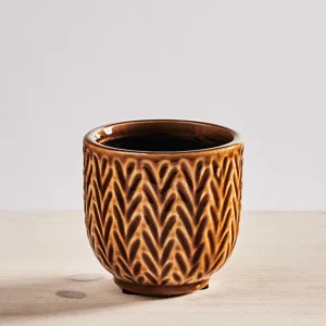 Osłonka ceramiczna brązowa w jodełkę